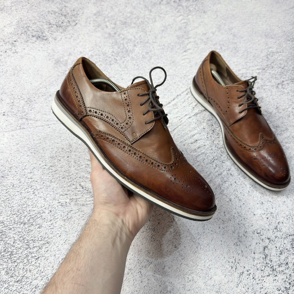 Designer × Mercedes-Benz Mercedes Mens Brown Leather Derbies US9 UK8 EU42 27cm Size US 9 / EU 42 - 4 Thumbnail