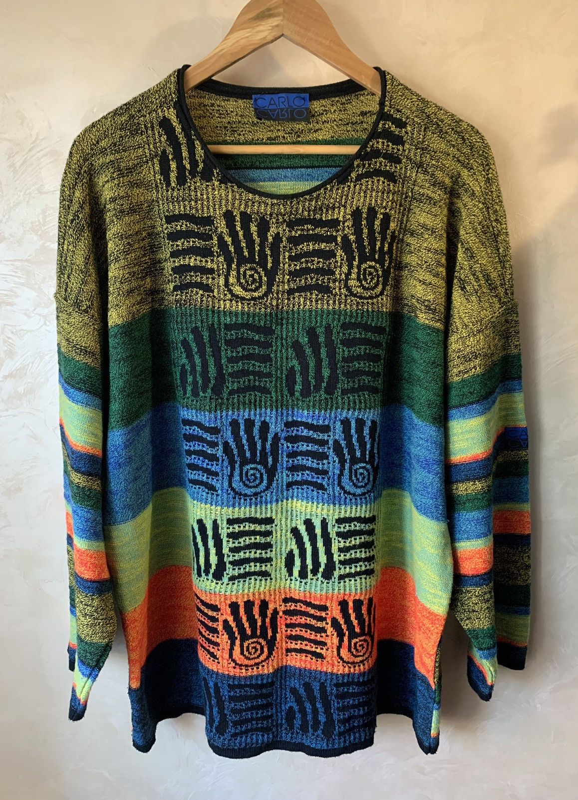 image of Carlo Colucci Sweater Vintage Size XL Best Print Style Coogi, Men's