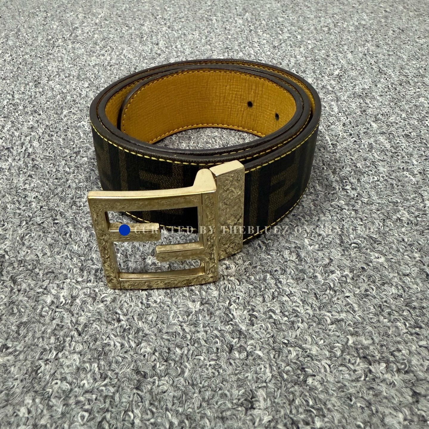 Fendi Fendi Gold Brown Monogram Belt Size 85 Size 34 - 1 Thumbnail