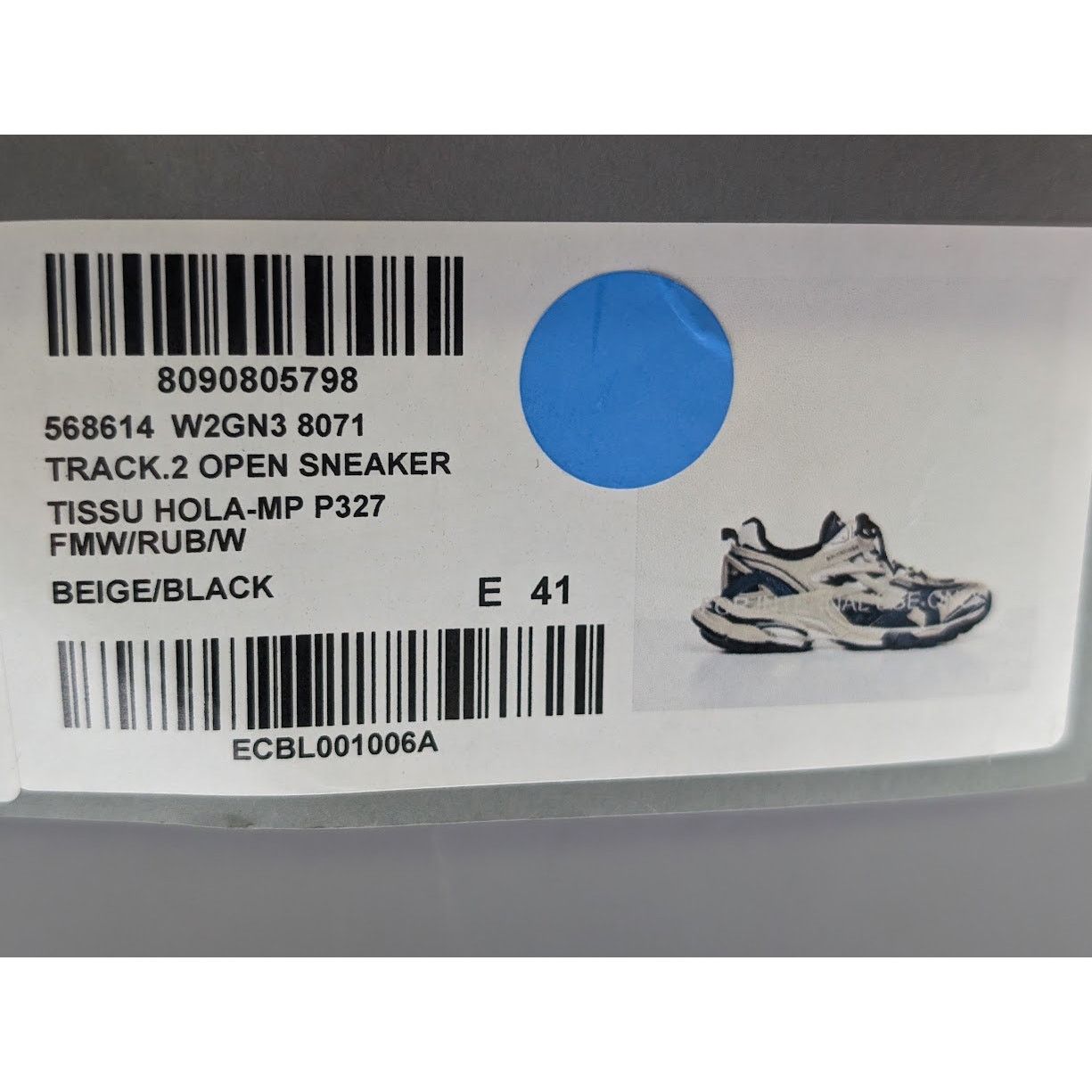 Balenciaga o1rshd1 Rubber Track.2 Open Low-Top Sneakers in Beige/Black Size US 8 / EU 41 - 24 Thumbnail