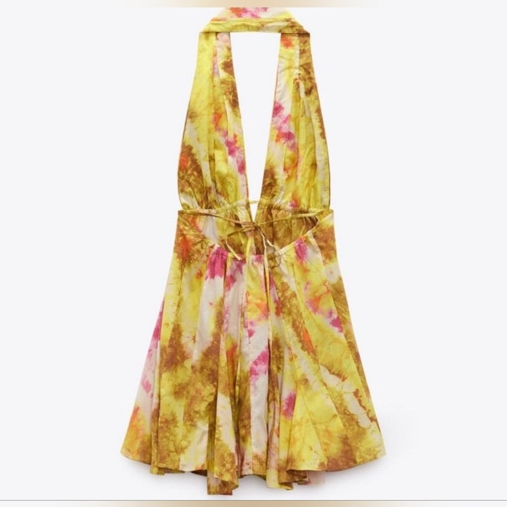 Zara NWT Zara Yellow & Pink Tie Dye Short Dress Size XS / US 0-2 / IT 36-38 - 7 Thumbnail