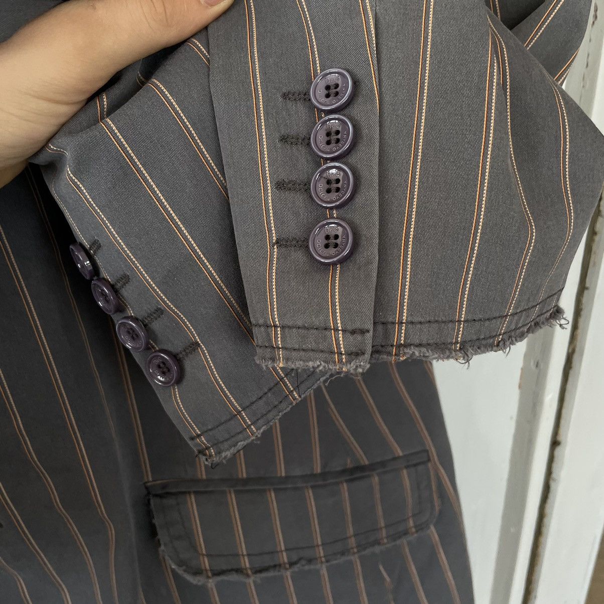 Designer × Dolce & Gabbana 🔥Rare🔥Dolce&Gabbana D&G Distressed striped blazer sz50 Size 50L - 7 Thumbnail