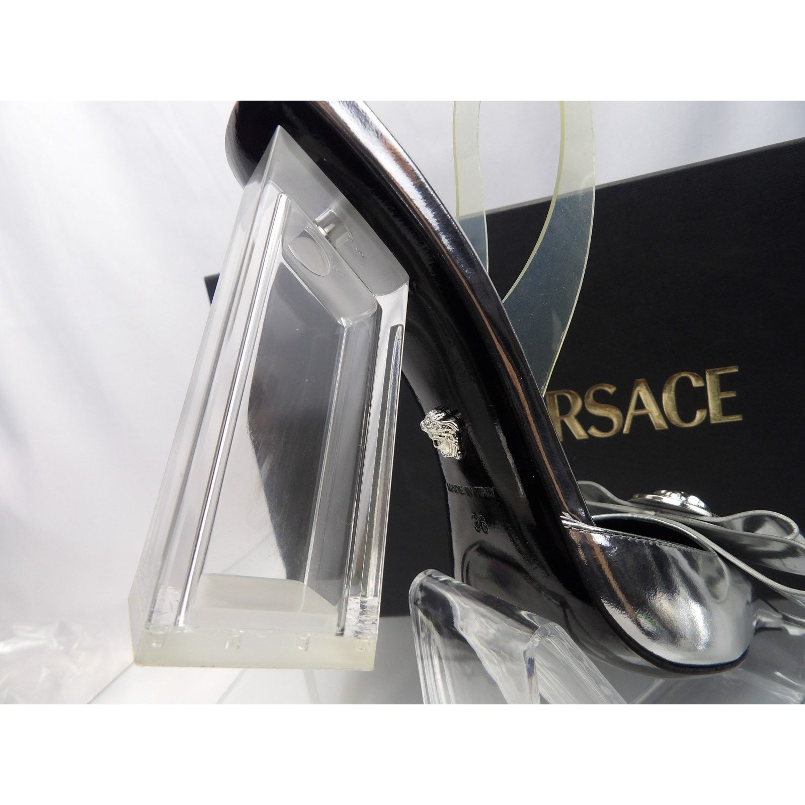 Versace VERSACE SILVER LEATHER COIN MEDUSA HEAD SANDALS PUMPS 36 ITA Size US 6 / IT 36 - 6 Thumbnail