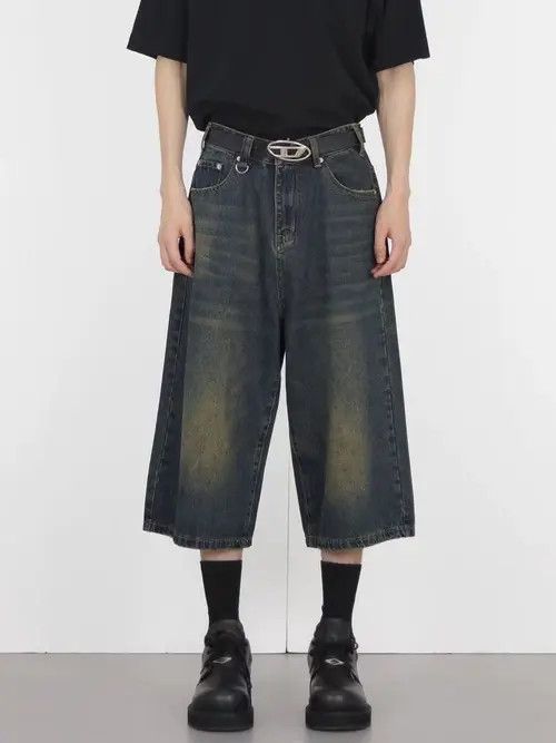 Japanese Brand × Jean Vintage washed distressed loose straight denim shorts Size US 32 / EU 48 - 1 Thumbnail