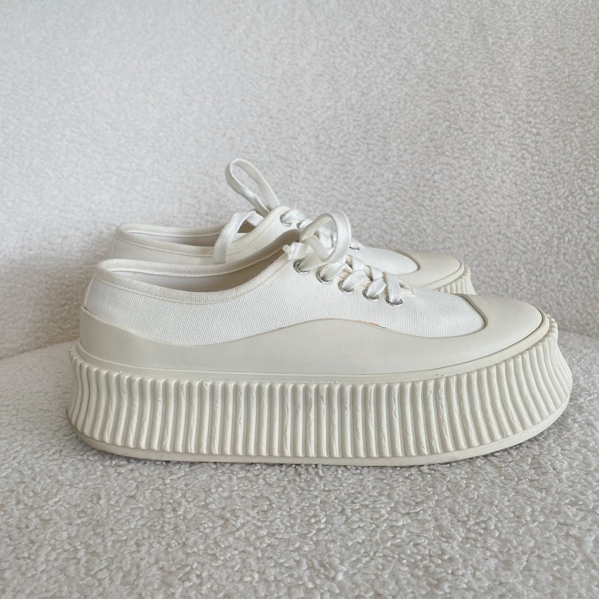 Jil Sander Jil Sander White Cracker Platform Shoes 37 7281 Size US 6 / IT 36 - 3 Thumbnail