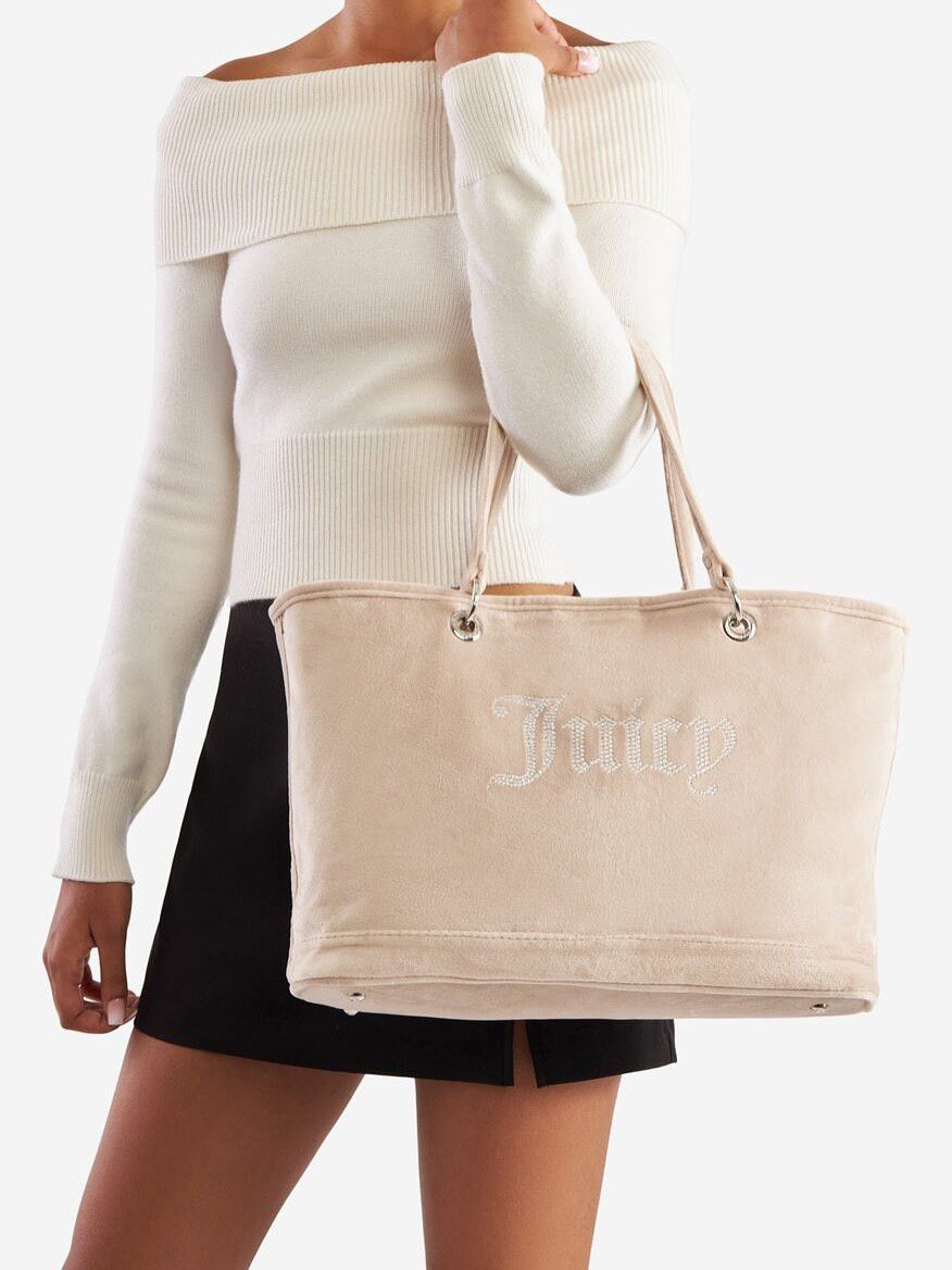 Juicy Couture Juicy Couture Large Beige Tote Rhinestone Logo Size ONE SIZE - 2 Thumbnail