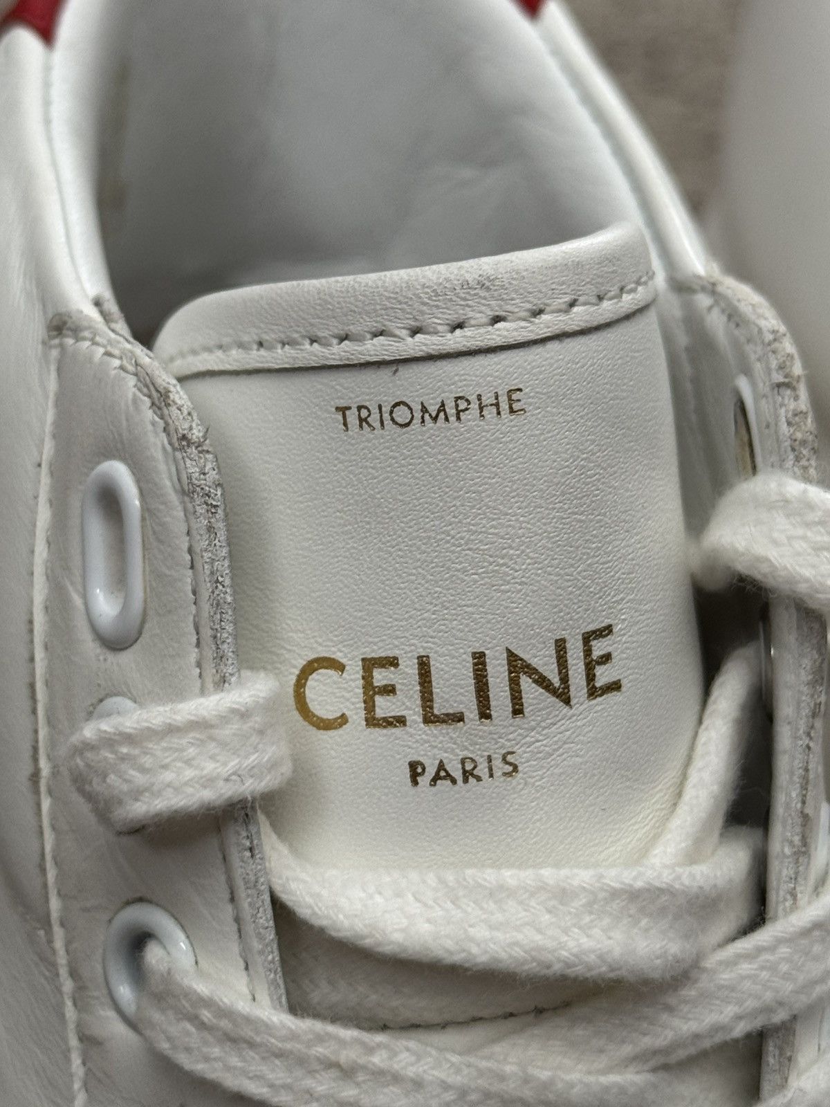 Celine Celine TR 01 Triomphe White & Red Mid Top Sneakers Size US 7 / EU 40 - 11 Thumbnail