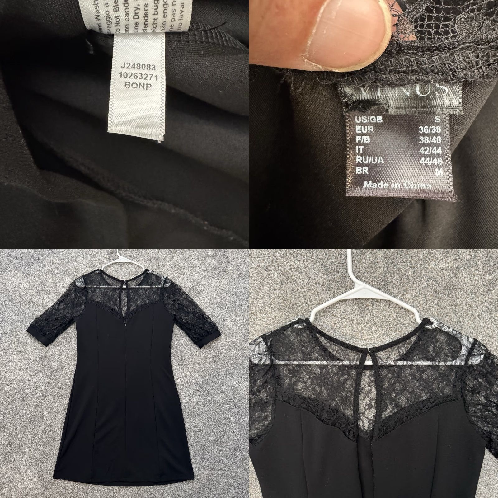 Venus Venus Dress S Black Lace Short Sleeve Sweetheart Neckline Zip Cocktail Party Size S / US 4 / IT 40 - 8 Thumbnail