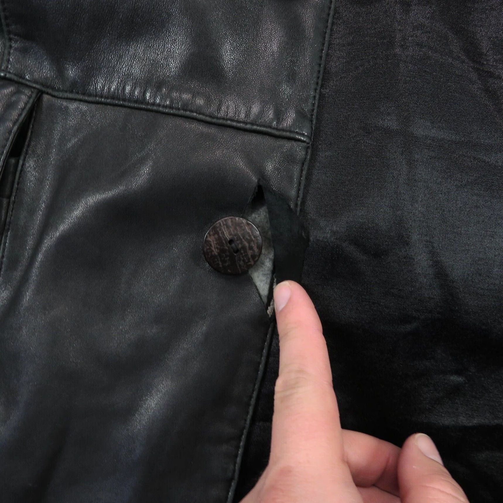 Vintage Jhane Barnes Leather Jacket Mens 42 Black Lambskin Overcoat 4 Button Lined Lamb Coat - Vintage? No Size US XS / EU 42 / 0 - 7 Thumbnail