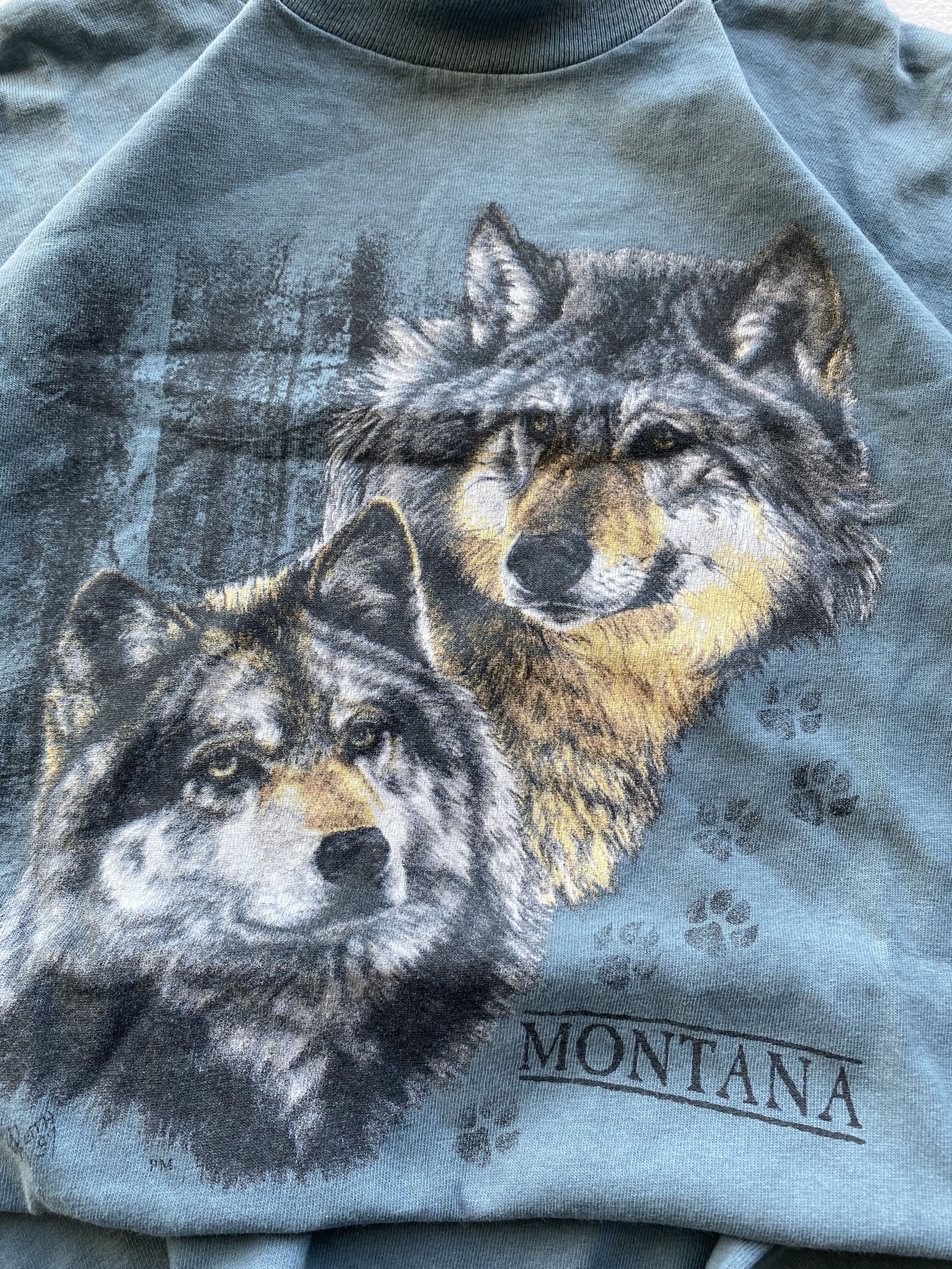 Vintage 1997 Montana Wolf Art Harley Style Vintage T-Shirt Mountain Size US S / EU 44-46 / 1 - 3 Thumbnail