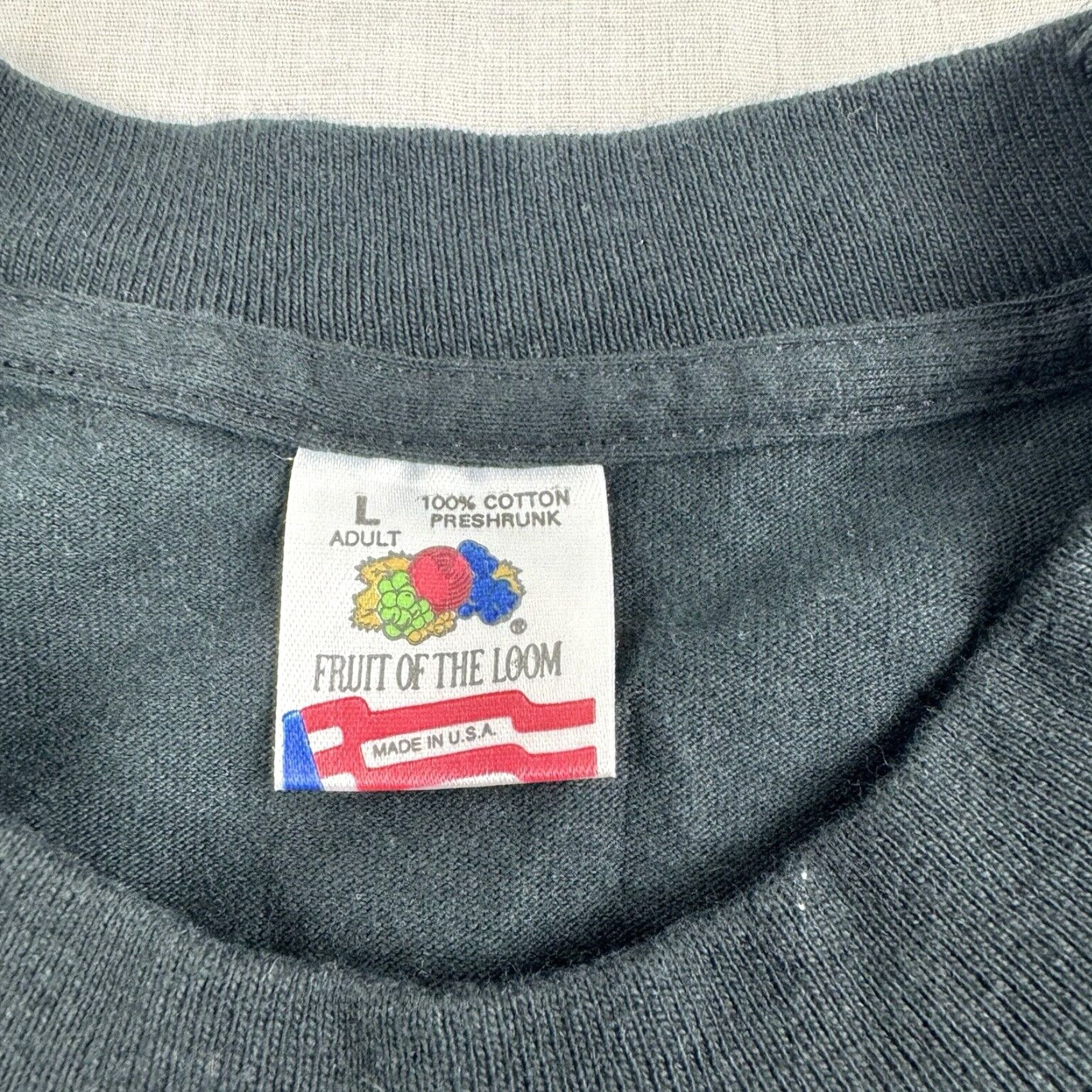 Fruit Of The Loom VINTAGE Fruit of the Loom T-Shirt Men Adult Large Black 90s Punk Gothic Screenworks Size US L / EU 52-54 / 3 - 7 Thumbnail