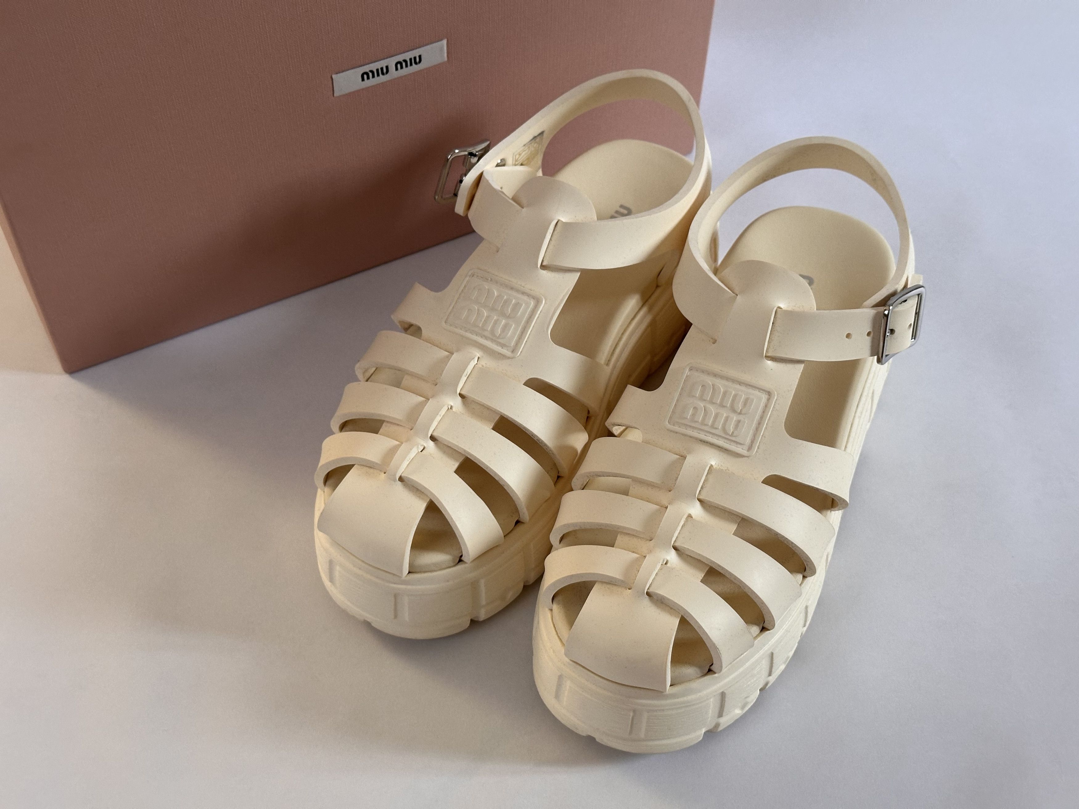 Miu Miu Miu Miu cream platform sandals Size US 9 / IT 39 - 5 Thumbnail