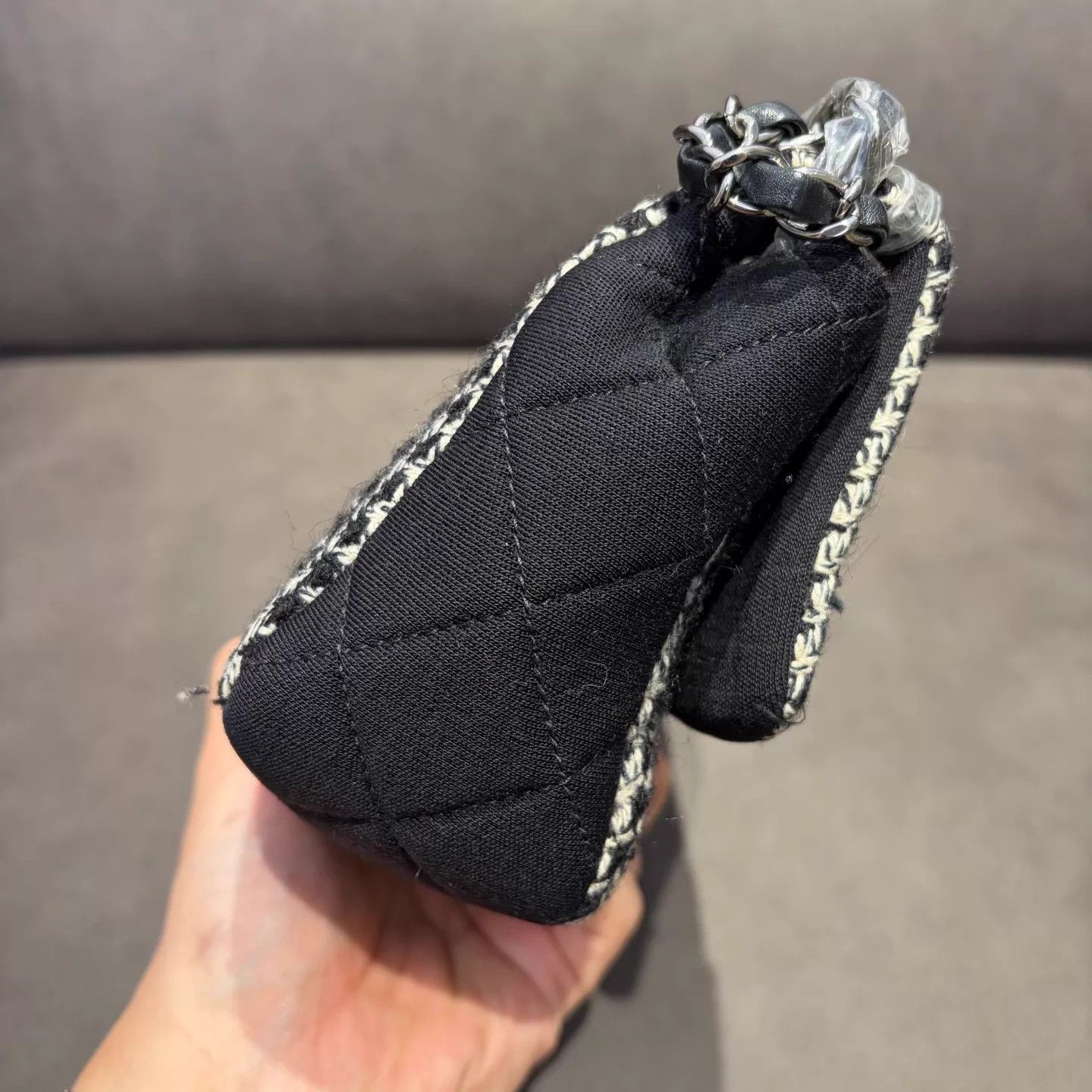 Chanel CHANEL CF Black Silver Tweed Houndstooth Chain Bag Size ONE SIZE - 6 Thumbnail