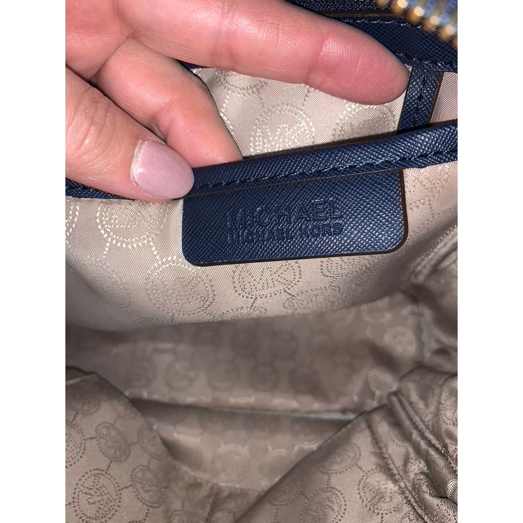 Michael Kors Michael Kors Navy Backpack with Gold Hardware & Logo Plaque Size ONE SIZE - 13 Thumbnail