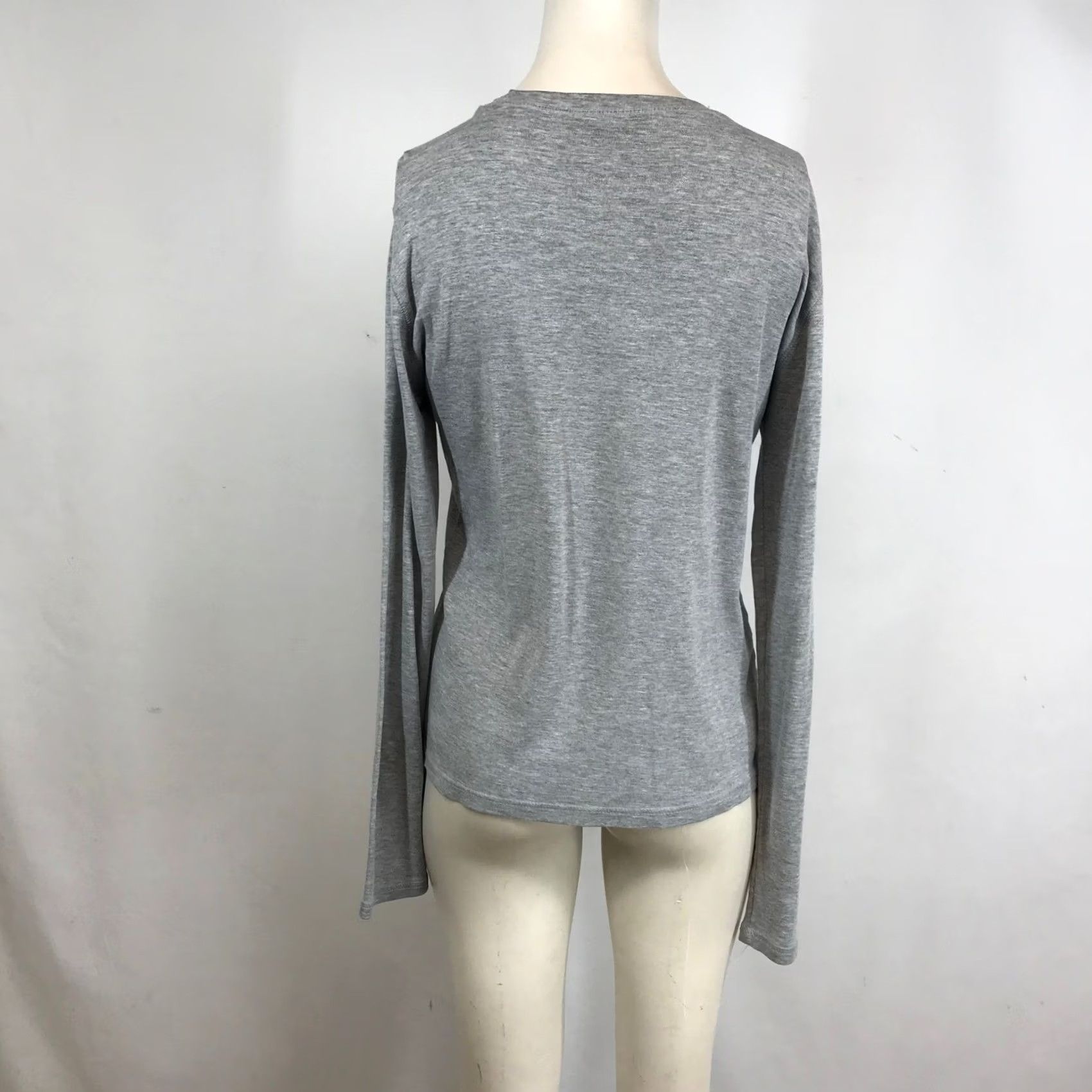 Vintage Polo Jeans Co. Ralph Lauren Womens T-Shirt Gray Graphic Crest Long Sleeve Crew Neck Medium Size M / US 6-8 / IT 42-44 - 5 Thumbnail