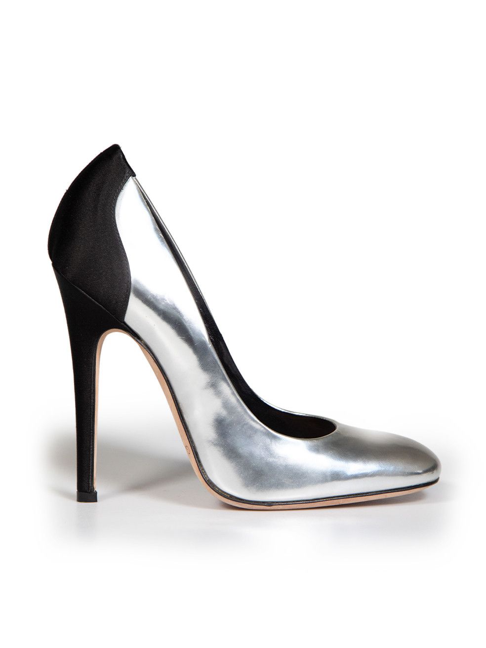 Giambattista Valli Silver & Black Leather Pumps Size US 8 / IT 38 - 1 Thumbnail
