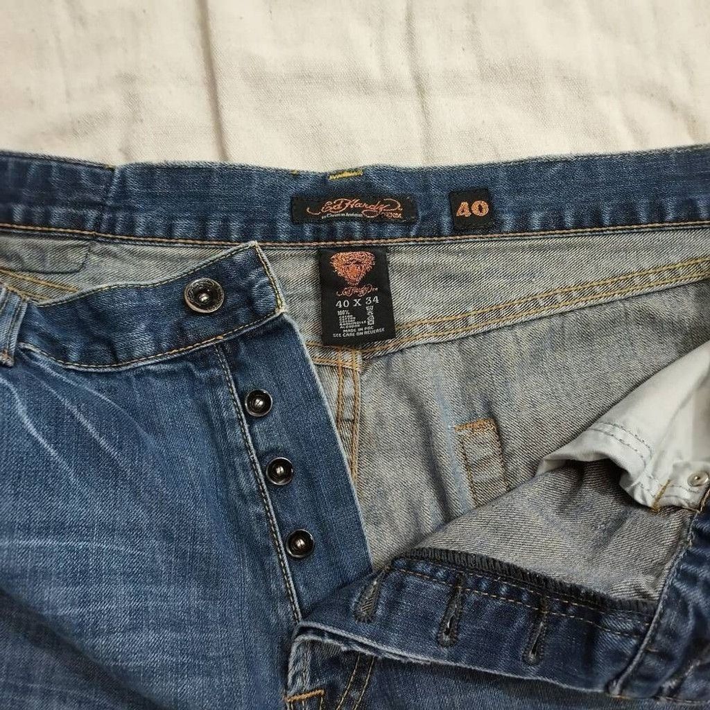 Ed Hardy Ed Hardy tiger embossed wide leg jeans sz 40x34 10657 Size US 40 / EU 56 - 6 Thumbnail