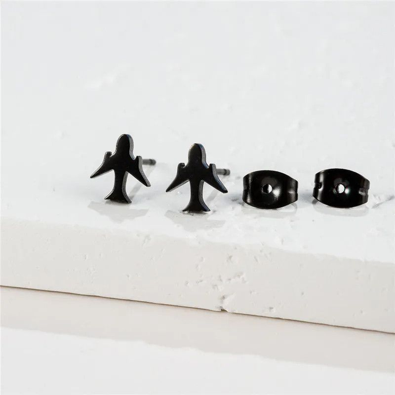 Jewelry Plane Mini Stud Earrings Charm Earring Gift Size ONE SIZE - 1 Preview