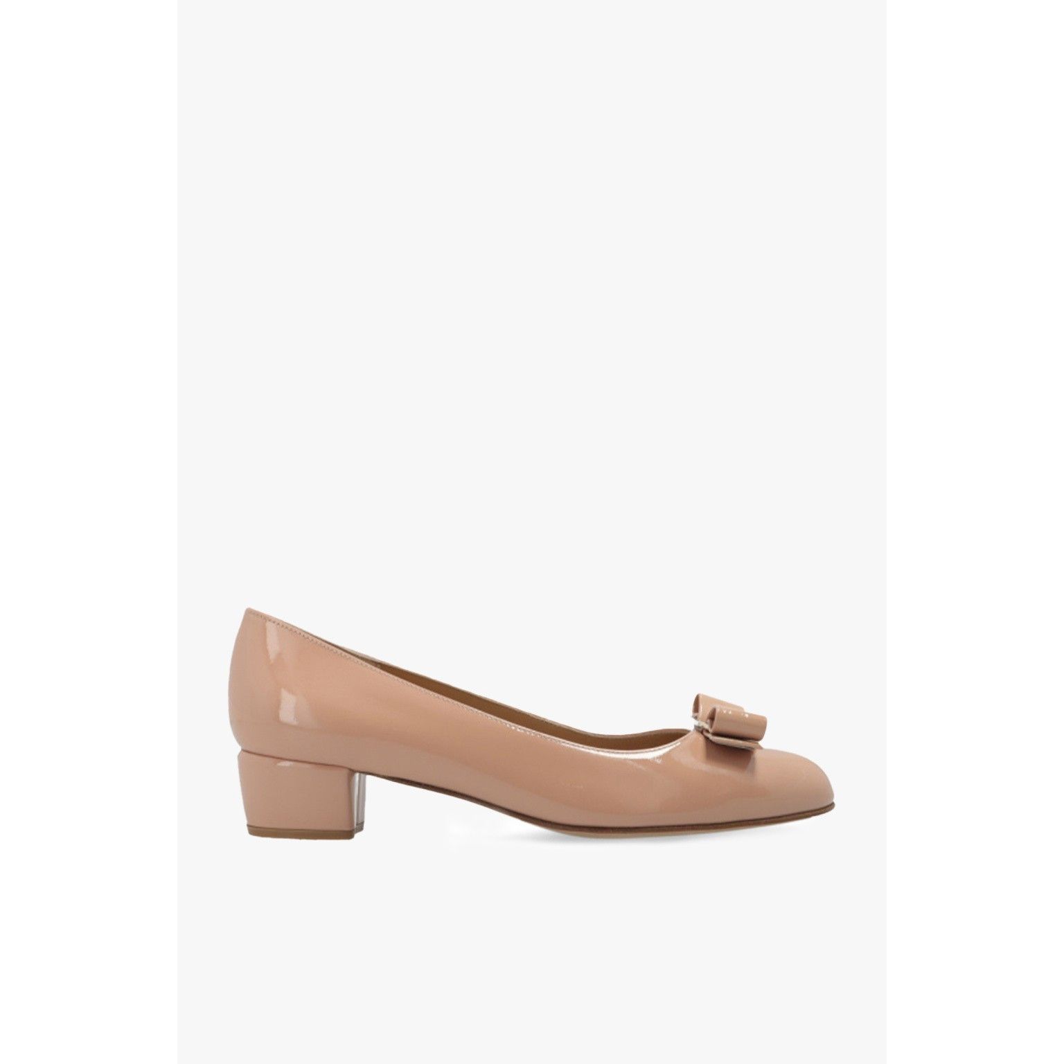 Salvatore Ferragamo Ferragamo Vara Beige Patent Leather Pumps New & Authentic (W Shoes, Women's (Size 5.5)
