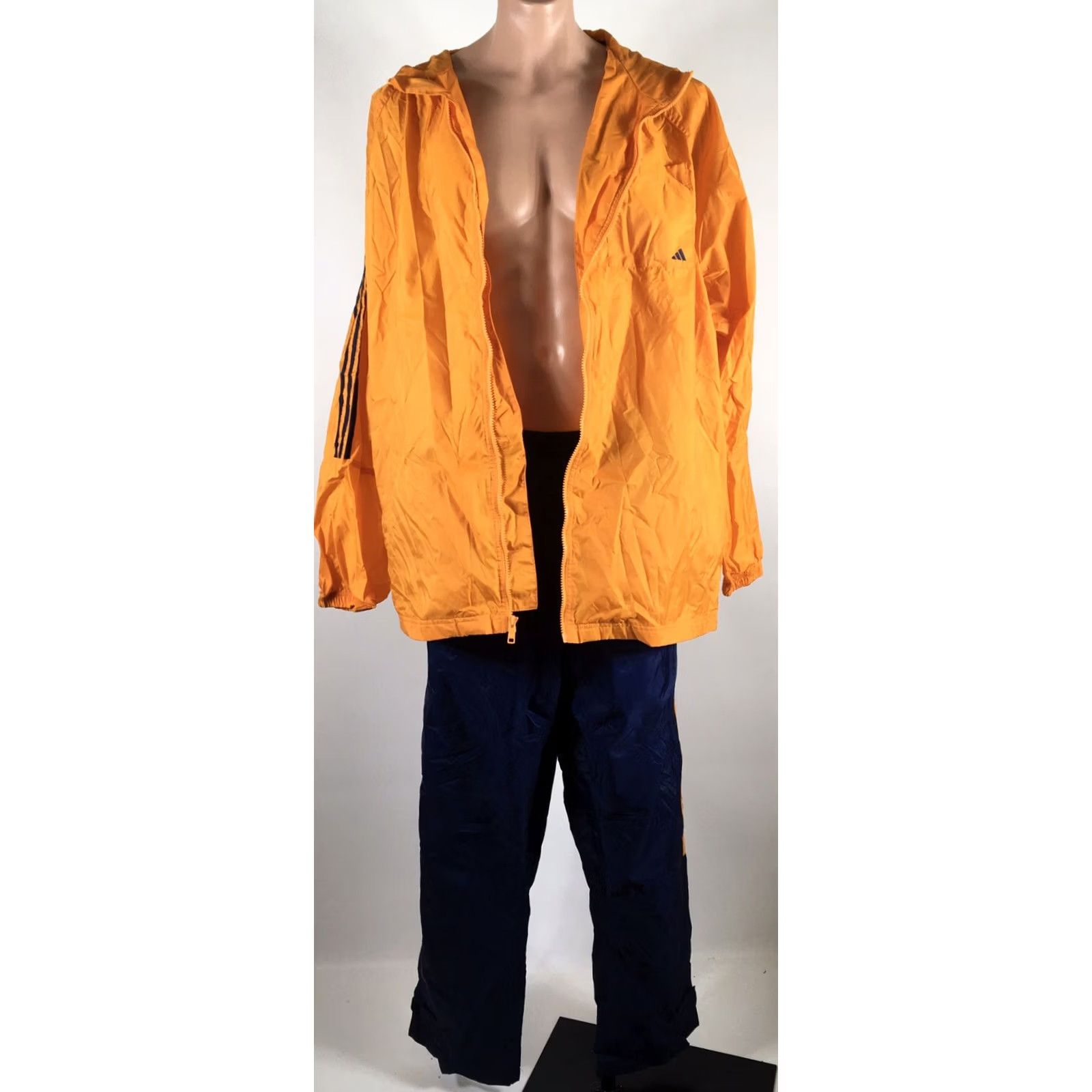 Adidas VINTAGE 90s Adidas Orange Windbreaker Track Suit Jacket Pants 2XL Nylon Retro Size 48R - 6 Thumbnail