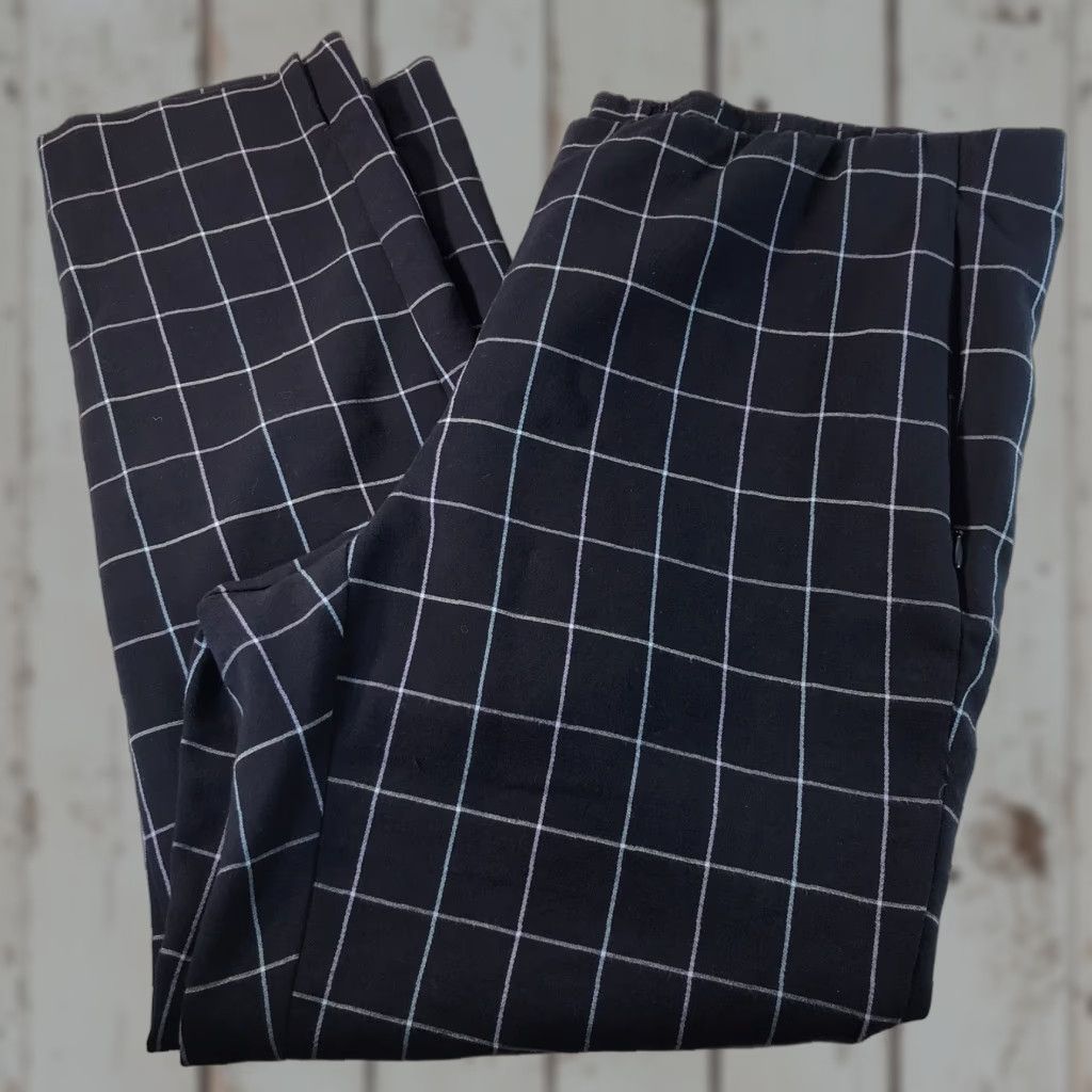 J. Jill J. Jill Skinny Pants Womens 14P Petite Chino Knit Plaid Blue Elastic Waist Flat Front Size 14P Inseam 26in Slit Pockets Modern Casual Workwear Size 36" / US 14 / IT 50 - 1 Thumbnail