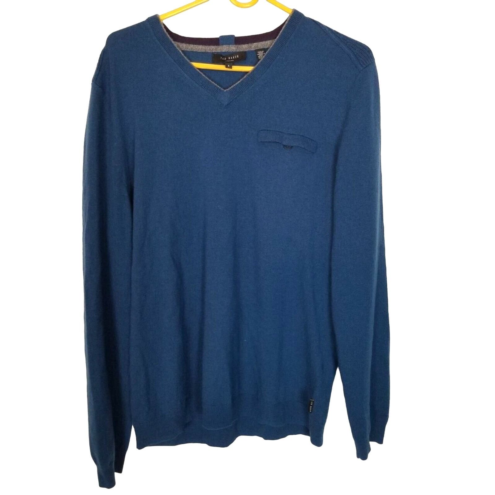 Ted Baker Ted Baker Mens Wool Cashmere V-Neck Sweater L Quiet Luxury Size US L / EU 52-54 / 3 - 1 Thumbnail