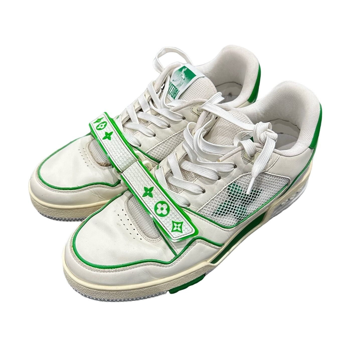 Louis Vuitton Louis Vuitton White Green Trainer Sneakers Size 8 Size US 8 / EU 41 - 1 Thumbnail