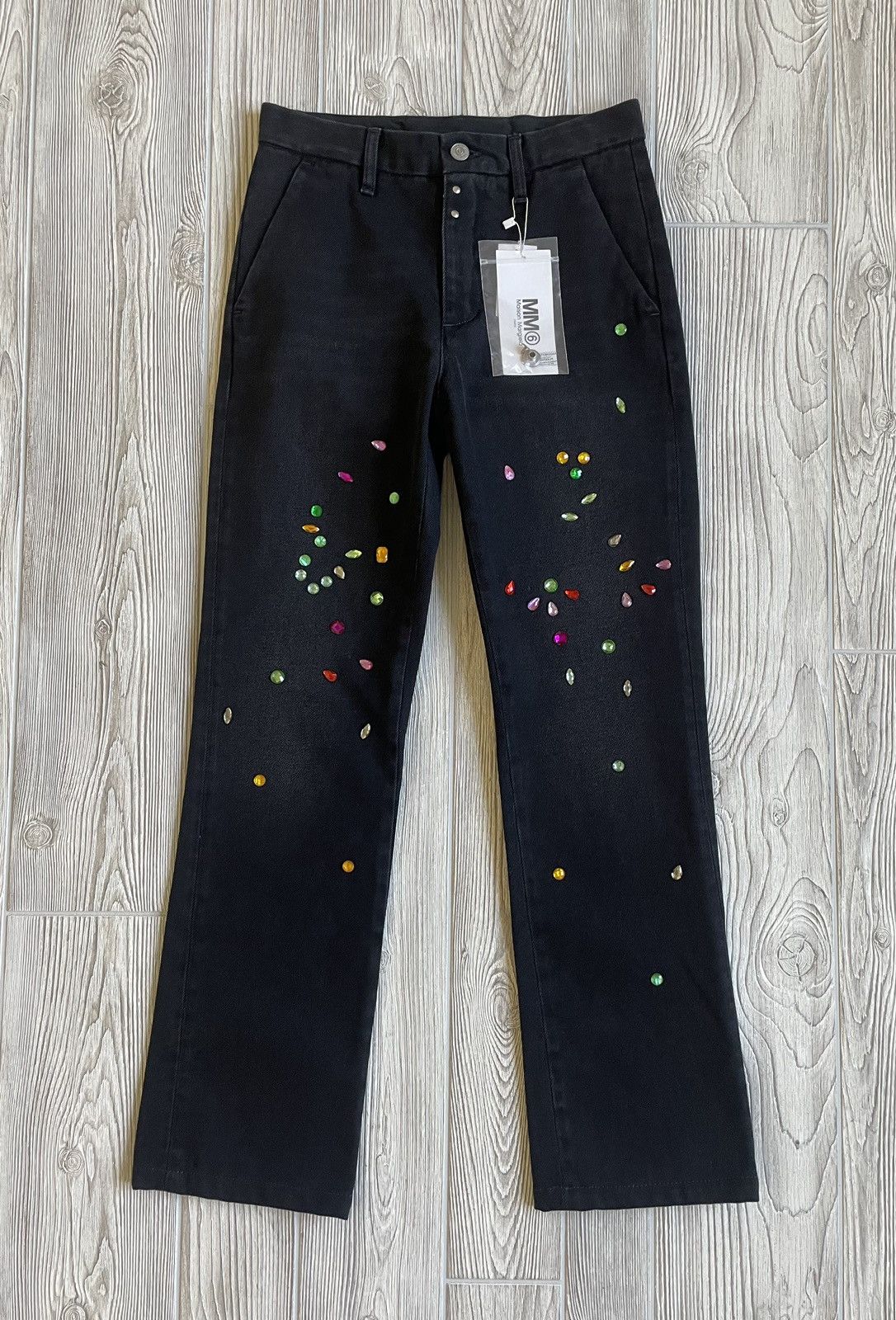image of Maison Margiela Mm6 Gem Embellished Denim in Black, Men's (Size 26)