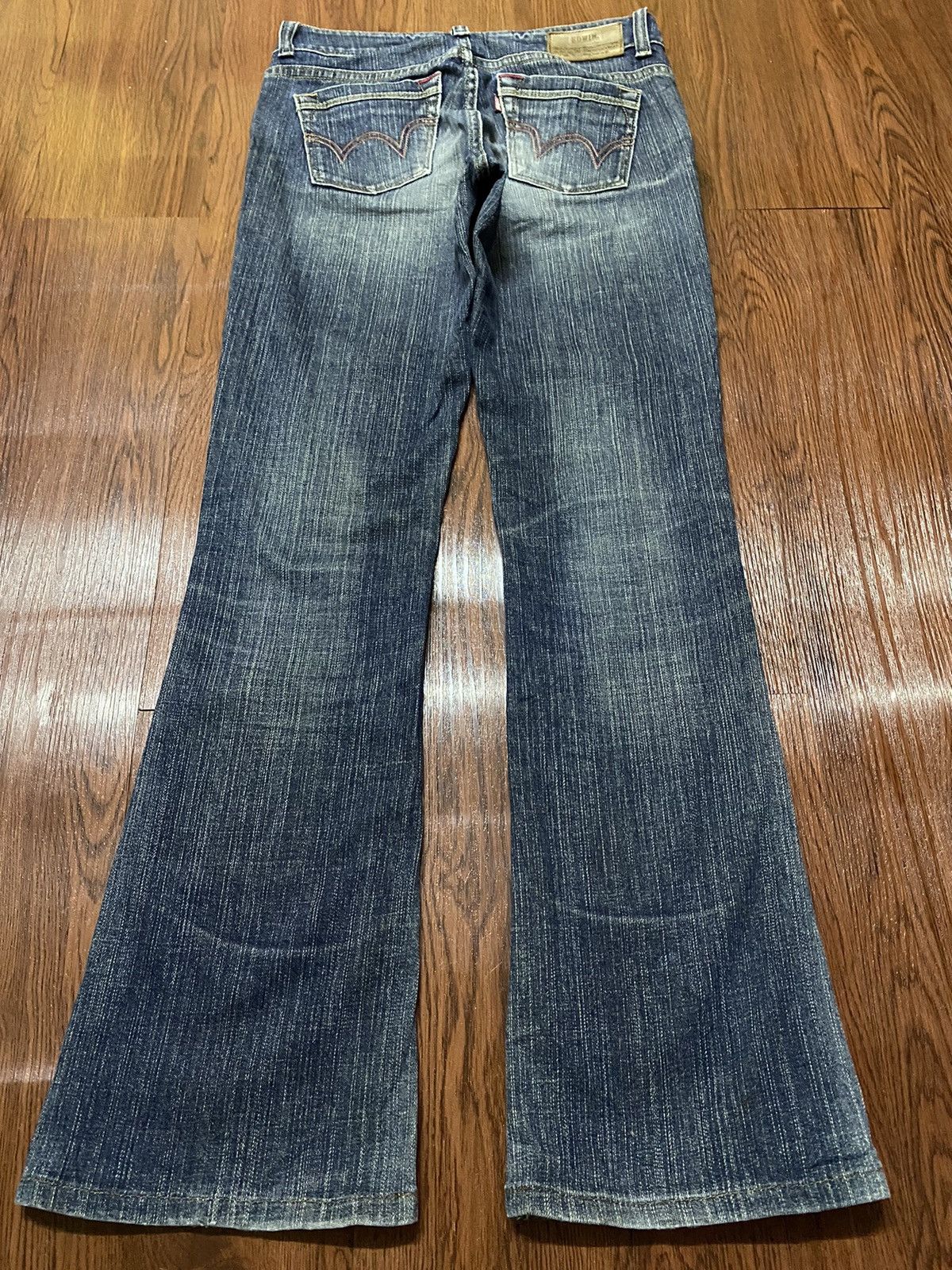 Edwin Vintage Japanese Brand Blue Distressed Flare Style Jeans Size 29" - 2 Thumbnail