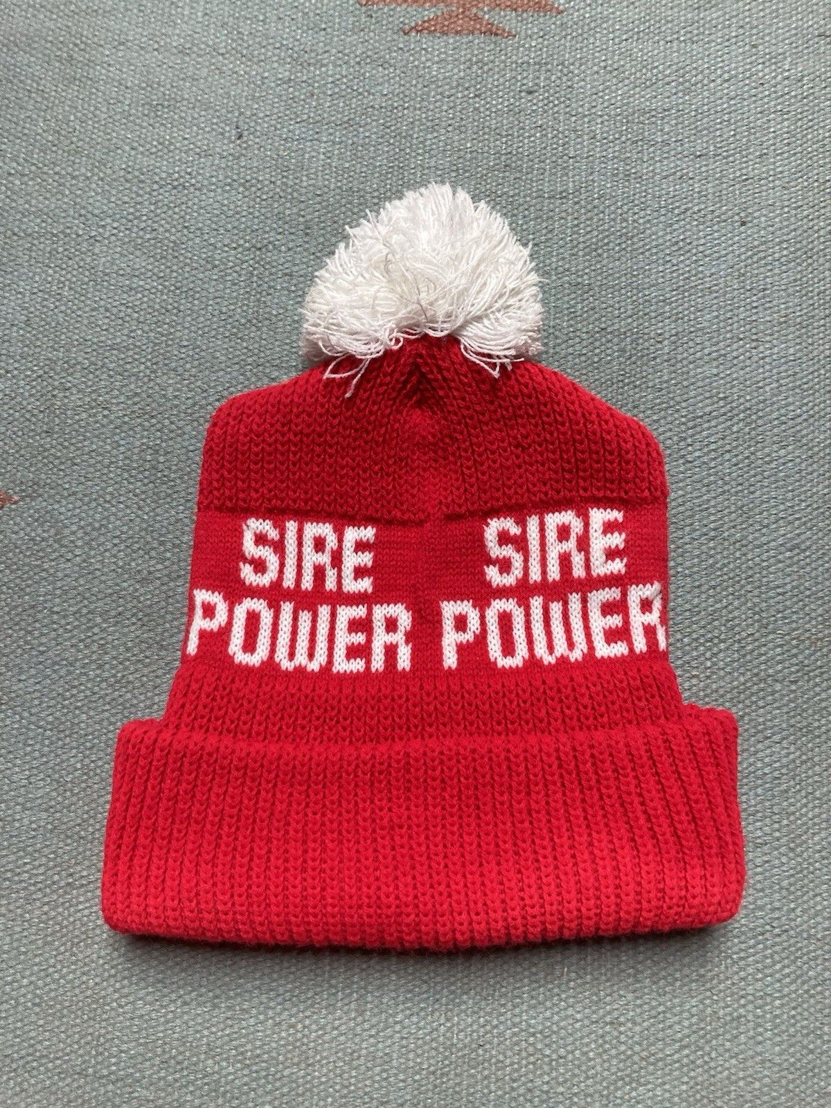 Vintage Vintage knit beanie winter hat Sire Power farm feed cow thic Size ONE SIZE - 2 Thumbnail