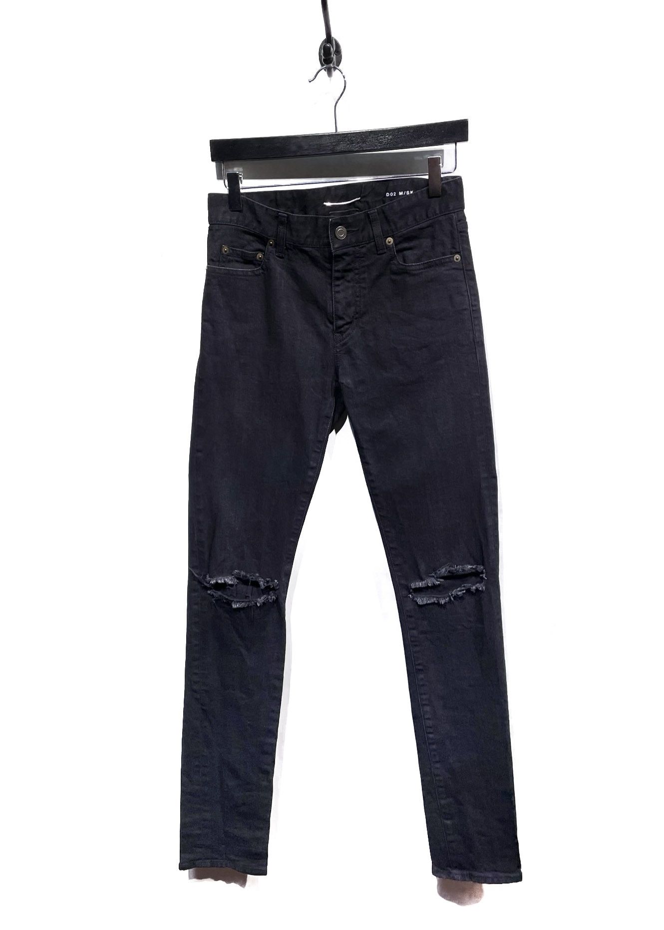 Saint Laurent Paris Saint Laurent D02 Black Knee Slit Skinny Jeans Size US 27 - 1 Thumbnail