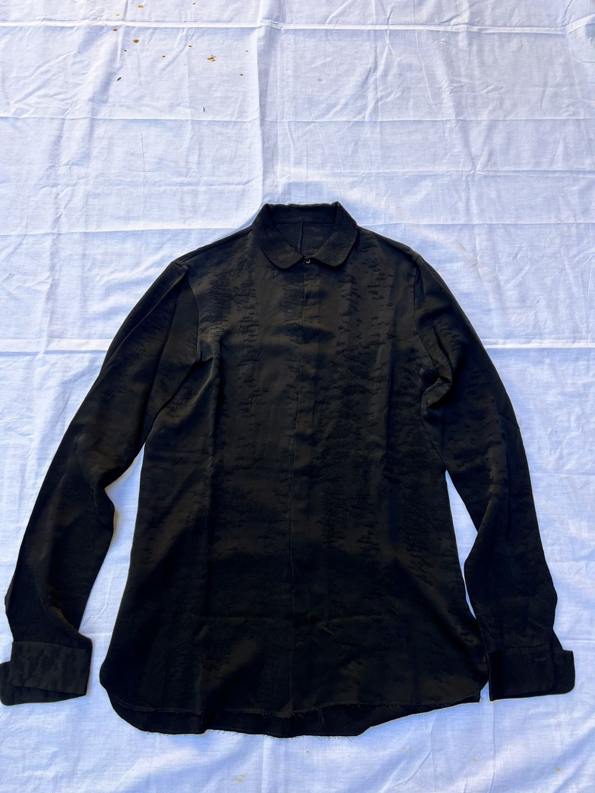 image of Ma Black Jacquard Silk Shirt, Men's (Size Medium)