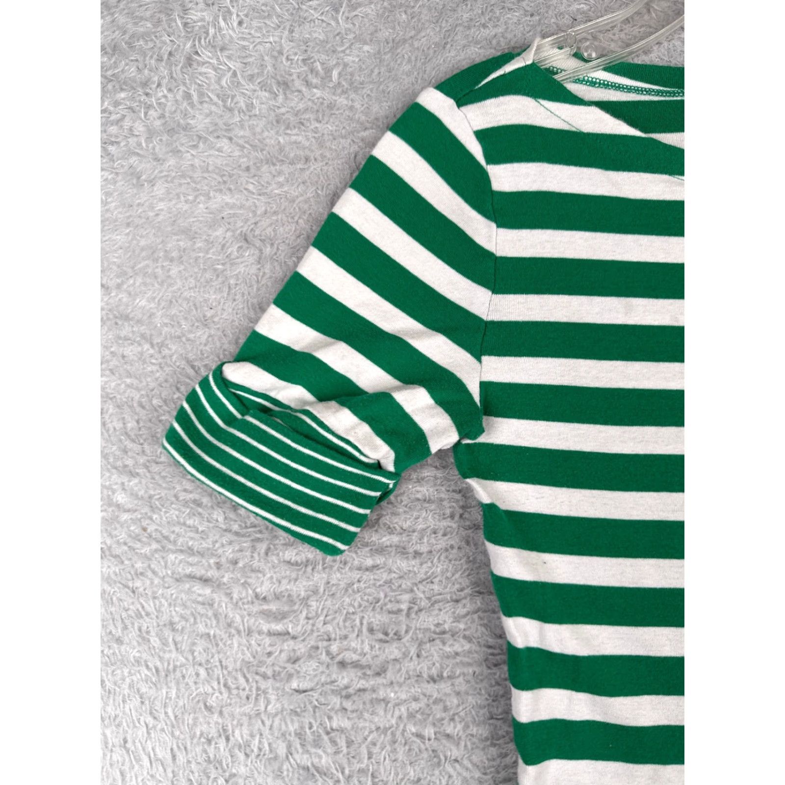 Tommy Hilfiger Tommy Hilfiger Green White Stripe Boat Neck Shirt Women Medium Casual Activewear Size M / US 6-8 / IT 42-44 - 3 Thumbnail