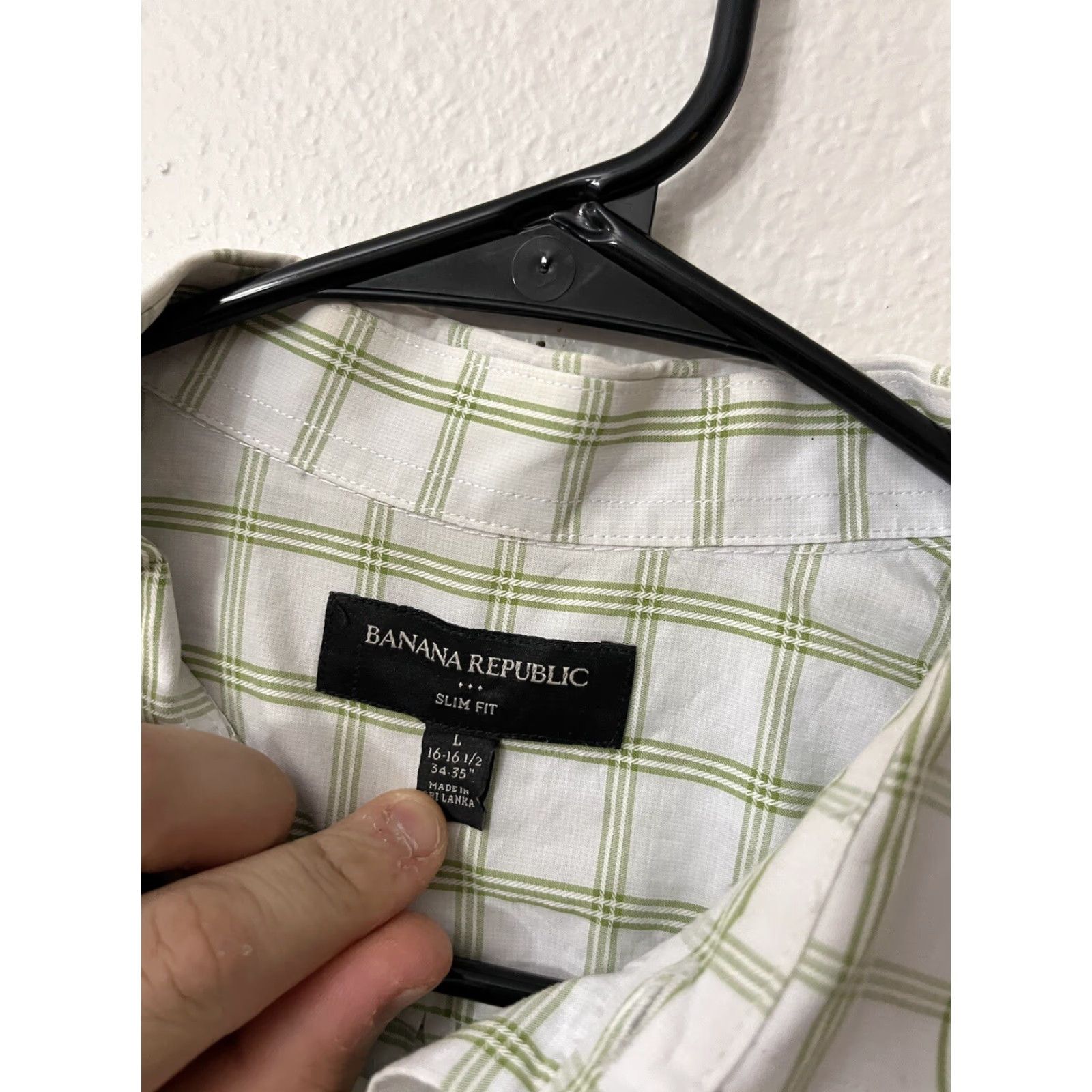Banana Republic Banana Republic Button-Down Shirt Men L Green Plaid Slim Fit Cotton Easy Care Size US L / EU 52-54 / 3 - 2 Thumbnail