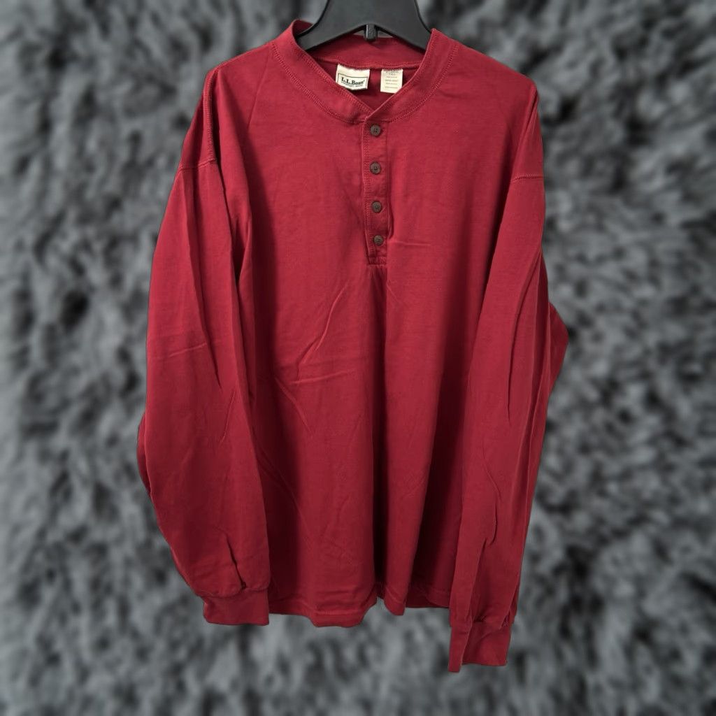 Vintage VINTAGE L.L. Bean Henley Shirt Mens XL Red Long Sleeve Cotton Size US XL / EU 56 / 4 - 1 Thumbnail