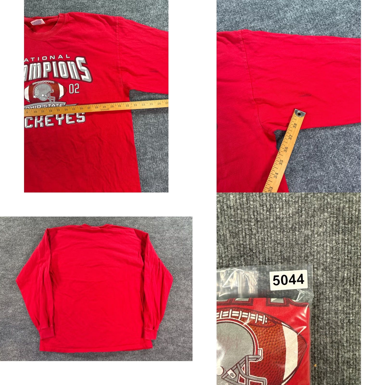 Hanes VINTAGE Ohio State Buckeyes Shirt Mens XL Red 2002 National Champions Long Sleeve Hanes Beefy-T Size US XL / EU 56 / 4 - 8 Thumbnail