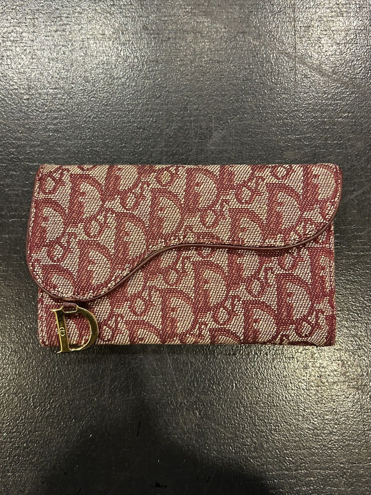 Dior Dior Burgundy Oblique Tri Fold Long Wallet Size ONE SIZE - 2 Thumbnail