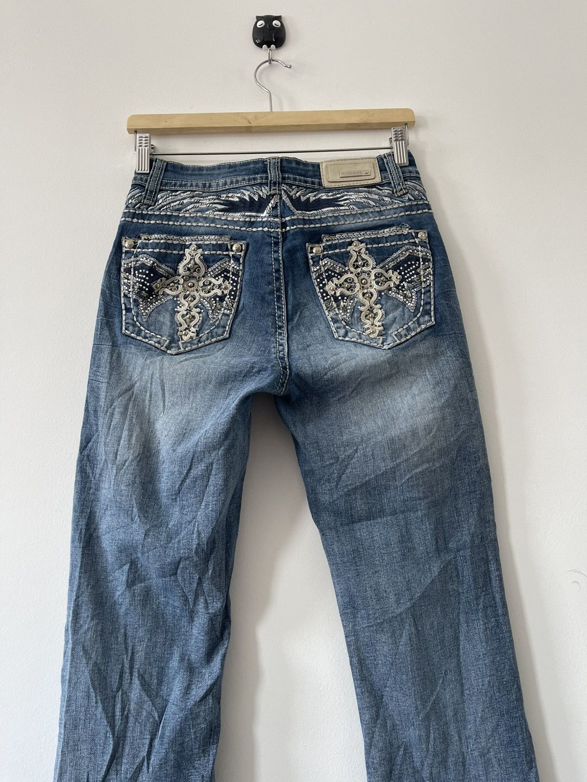 If Six Was Nine Rare Vintage SEXY COUTURE Embroidery Back Boot Cut Flare Size 27" / US 4 / IT 40 - 2 Thumbnail