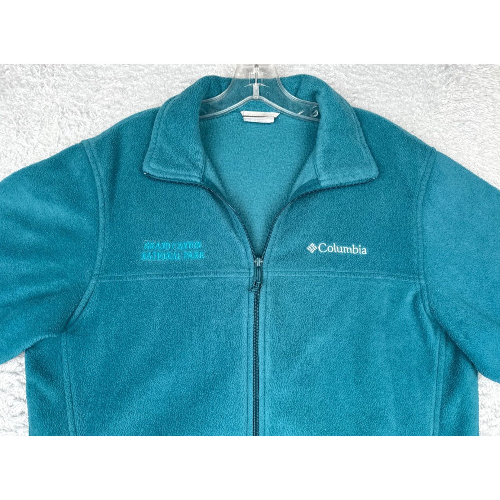 Vintage Columbia Jacket Mens Medium Blue Teal Grand Canyon Park NP Full Zip Poly Fleece Size US M / EU 48-50 / 2 - 4 Thumbnail