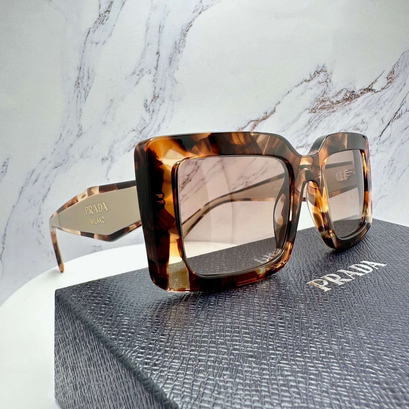 Prada New PRADA Sunglasses Brown Beige Caramel Gold Symbole Size ONE SIZE - 5 Thumbnail