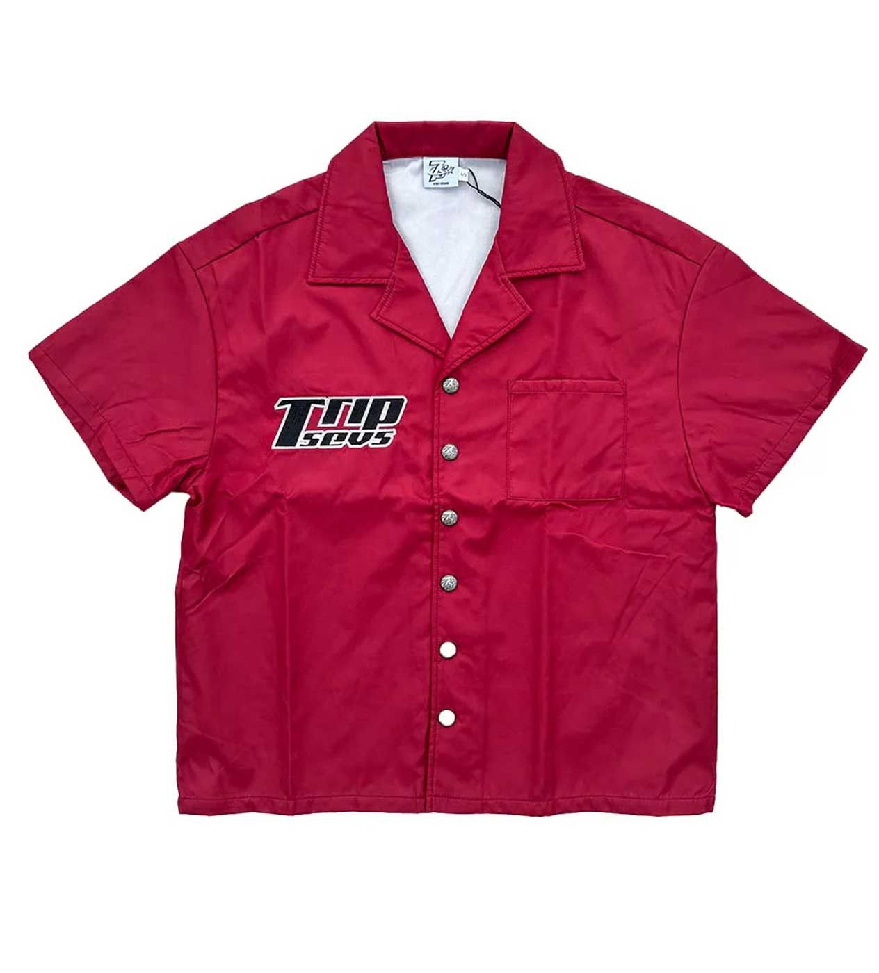 Nylon Button Up Red