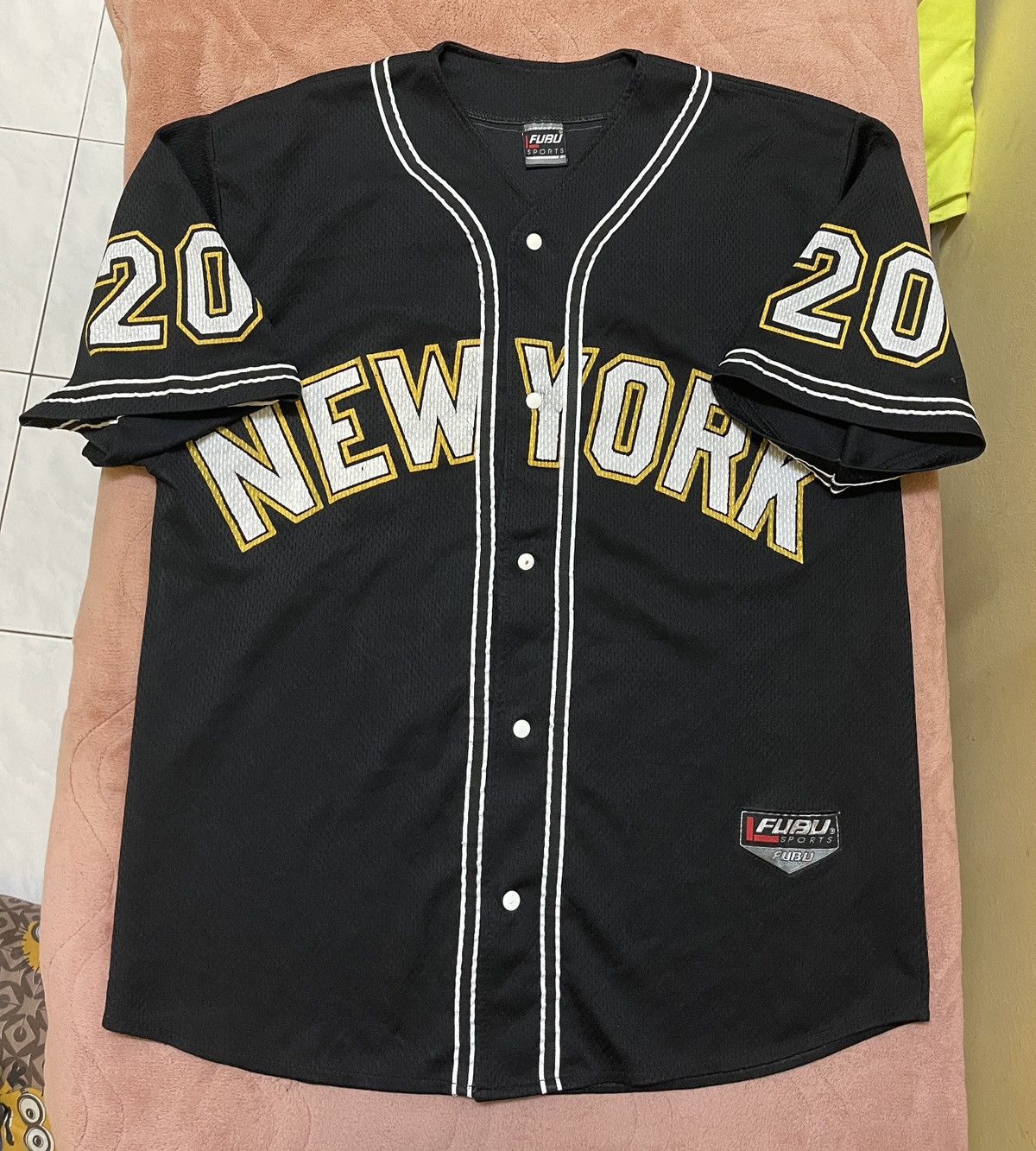 Fubu Vintage 90s🔥FUBU SPORT NEW YORK🔥Button Up Baseball Jersey Size US L / EU 52-54 / 3 - 3 Thumbnail