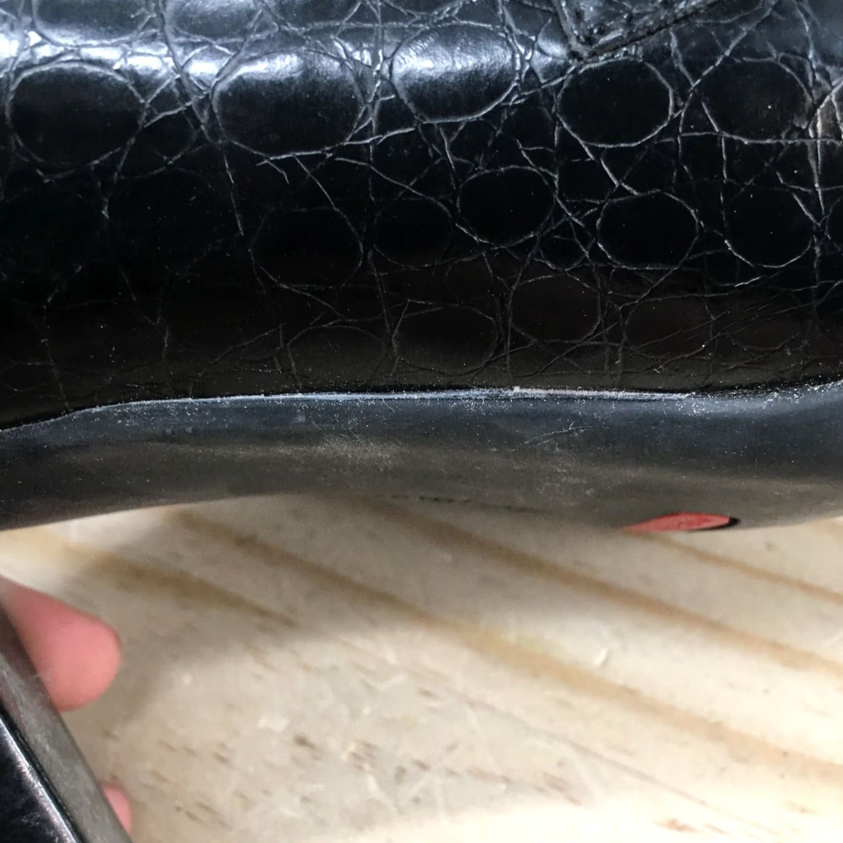 Vintage Aerosoles Mule Heels Womens 7B Black Split Square Toe Slip On Croc Embossed Size US 7 / IT 37 - 5 Thumbnail