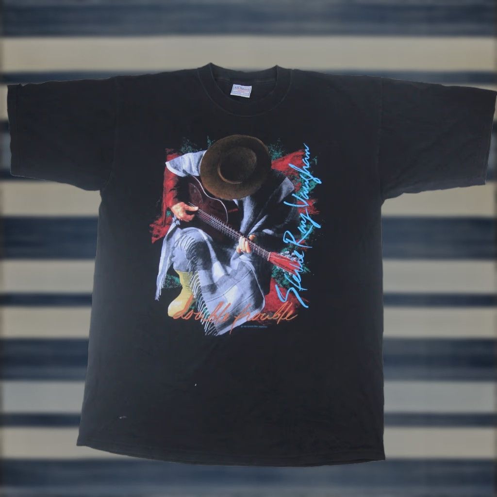 Vintage VINTAGE Stevie Ray Vaughan Double Trouble Graphic T shirt XL Men Black 1989 Shirt Mens Size US XL / EU 56 / 4 - 1 Thumbnail