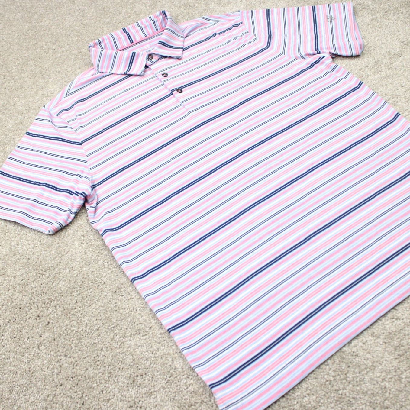 Vintage Maelreg Polo Shirt Mens Medium Pink/Blue Performance Golf Poly/Rayon Stretch S/S Size US M / EU 48-50 / 2 - 5 Thumbnail