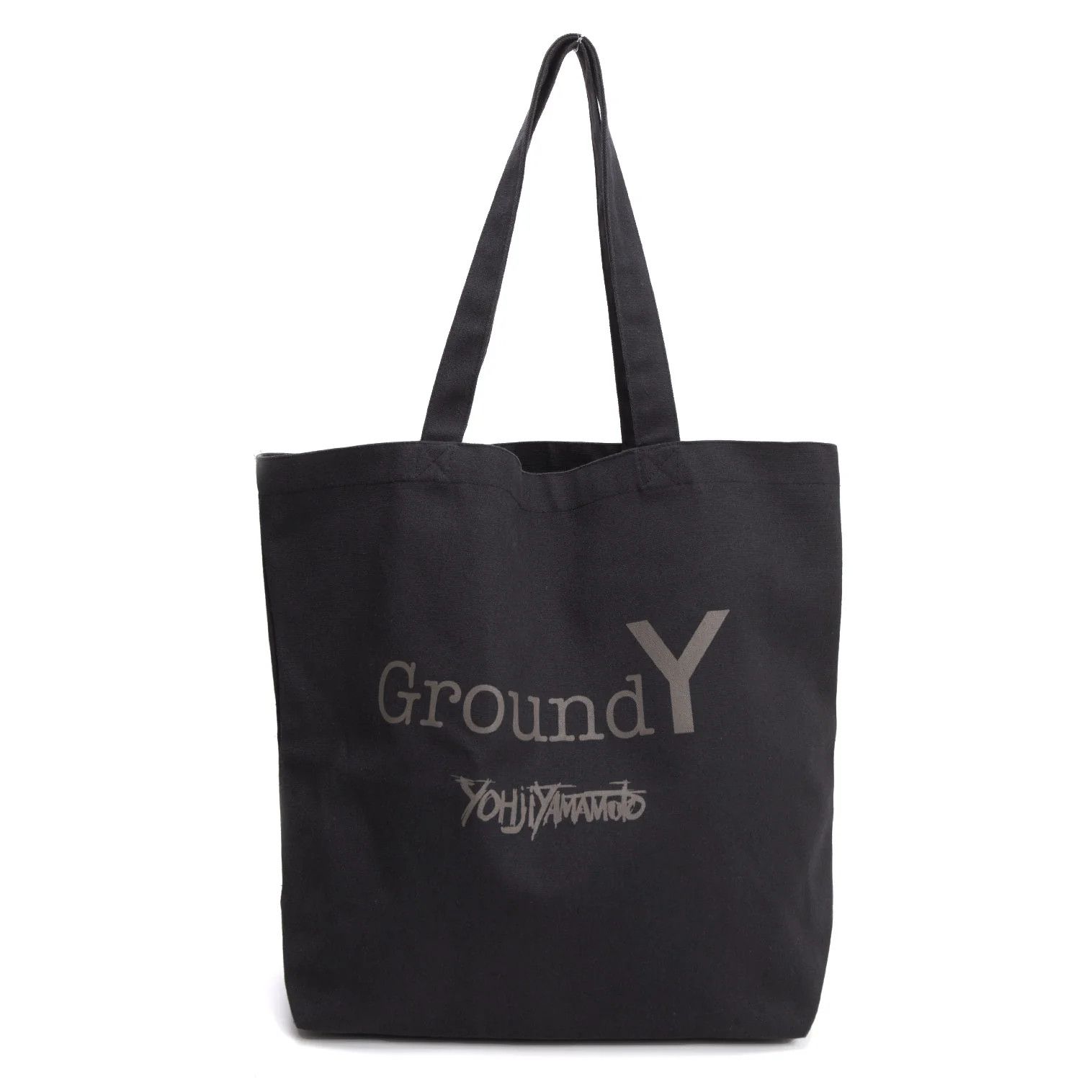 Yohji Yamamoto Logo Print Canvas Tote Bag in Black Size ONE SIZE - 1 Thumbnail