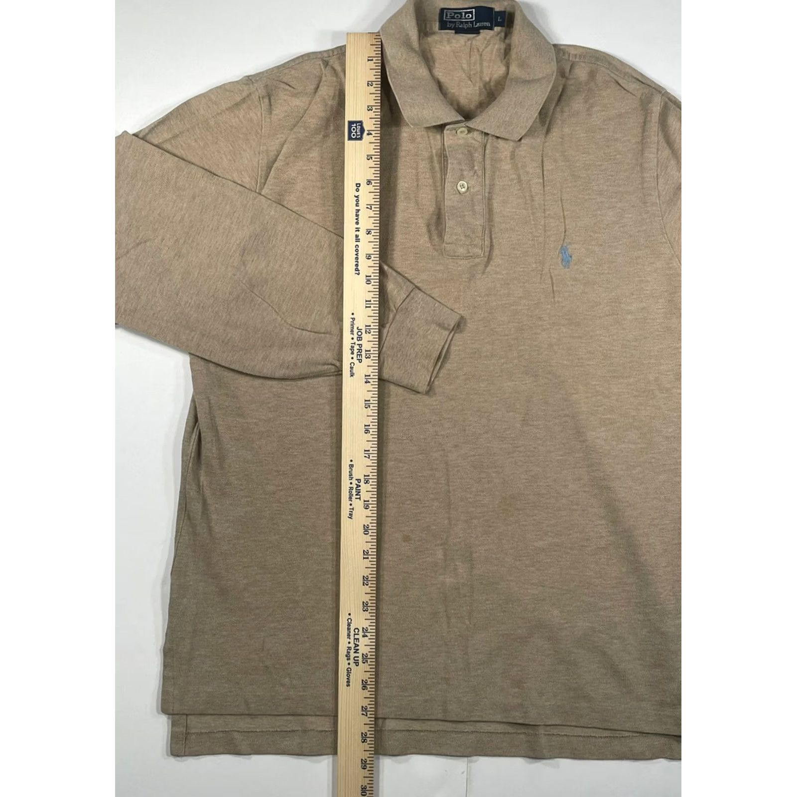Polo Ralph Lauren Polo By Ralph Lauren Mens Long Sleeve Polo Shirt Sz L Beige Collared Button Polo Shirt Mens L Beige Button-Down Collar Shirt Size US L / EU 52-54 / 3 - 3 Thumbnail