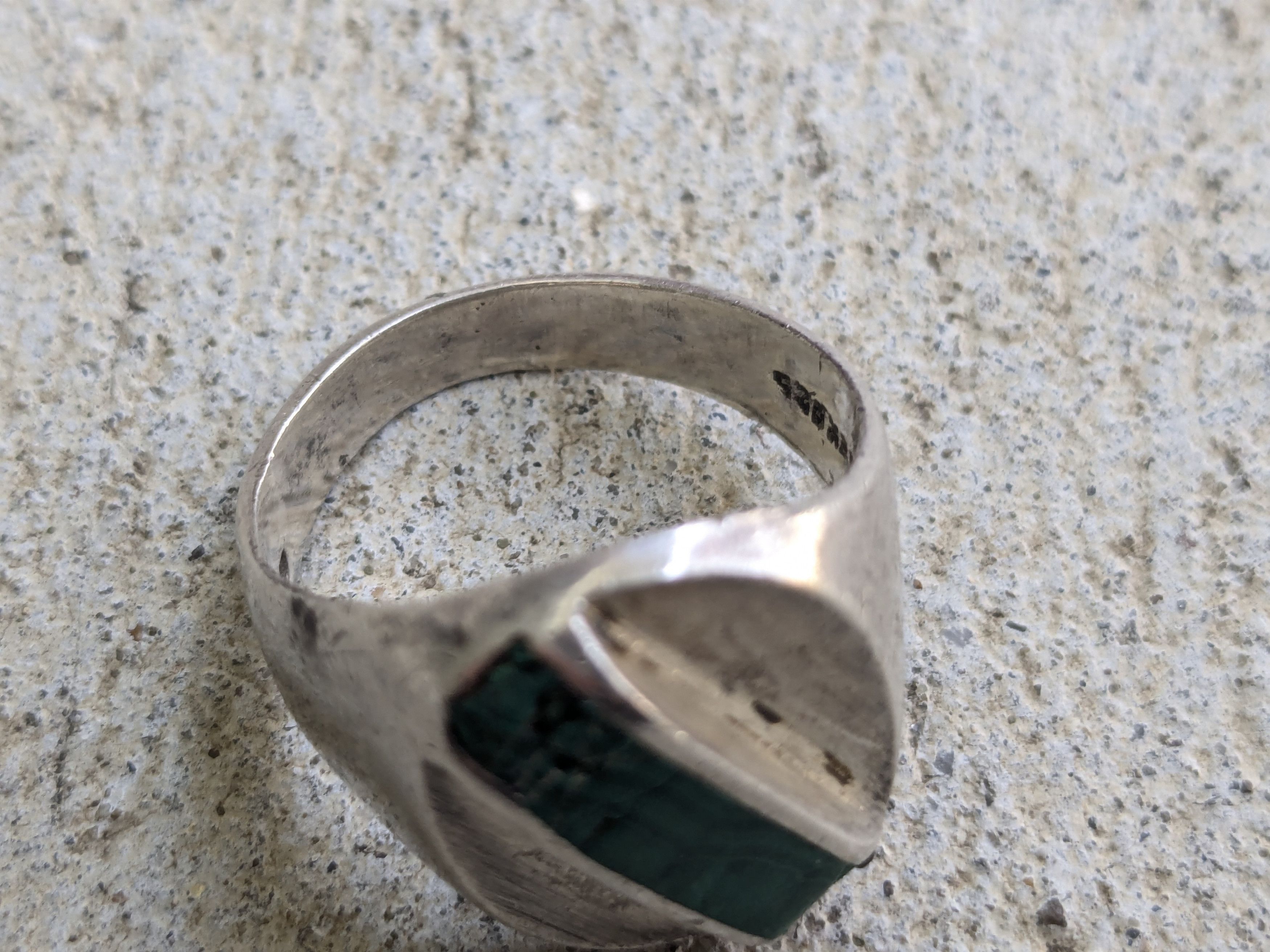 Jewelry Vintage Sterling Silver Ring Green Malachite Taxco 13.25 Size ONE SIZE - 9 Thumbnail