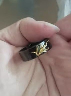 Other Gold Black Collision Lava Adjustable Ring Size ONE SIZE - 7 Thumbnail