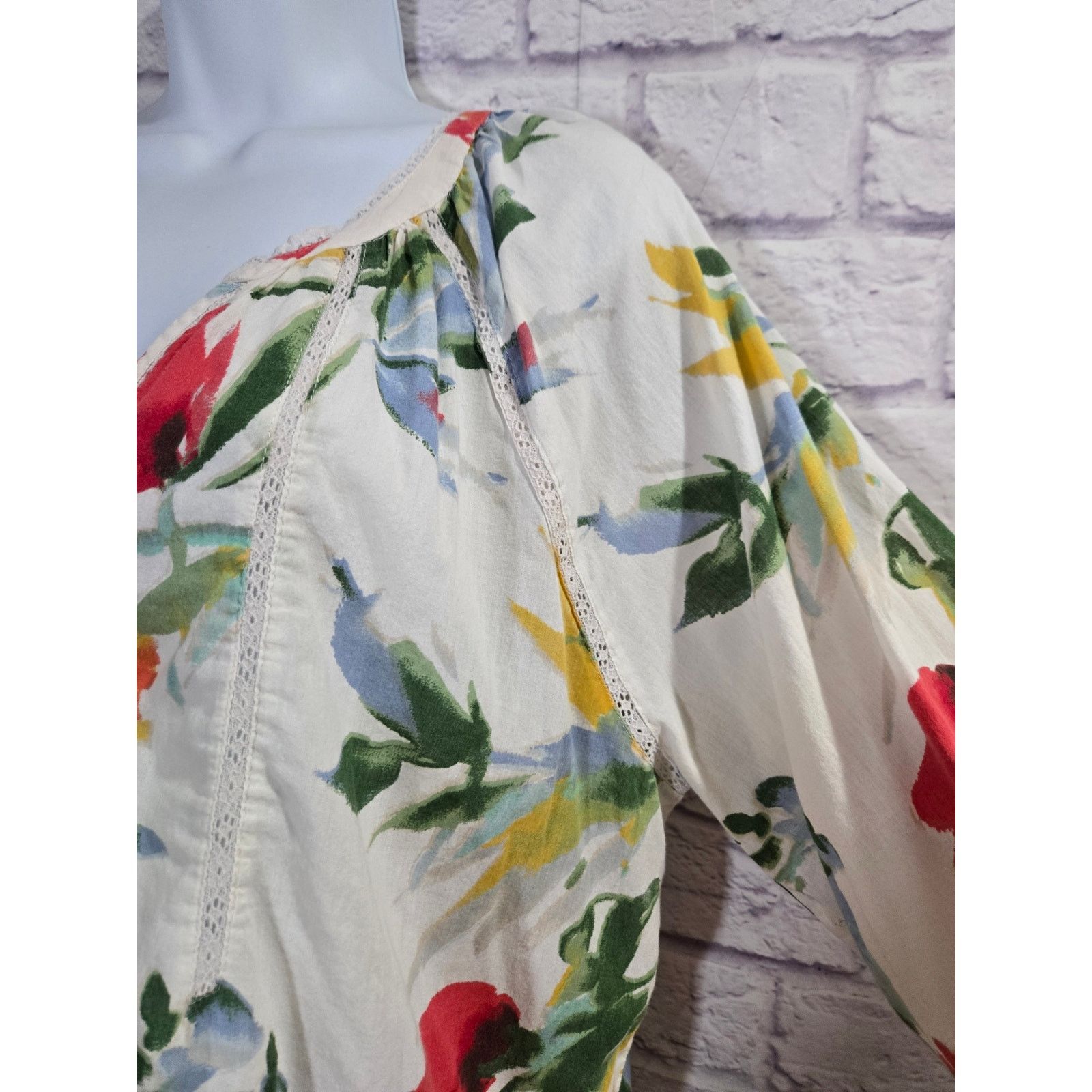 Other INTRO White Multicolor Floral Print Boho Top XL Lightweight Size XL / US 12-14 / IT 48-50 - 2 Thumbnail